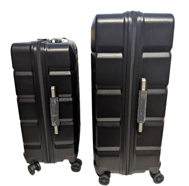 Imiomo 2 Piece Luggage Set w/ Spinner Wheels, Hard Shell, TSA Lock, Black, 24 and 28 inches