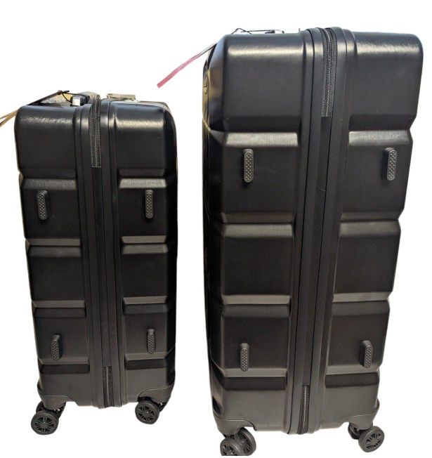 Imiomo 2 Piece Luggage Set w/ Spinner Wheels, Hard Shell, TSA Lock, Black, 24 and 28 inches