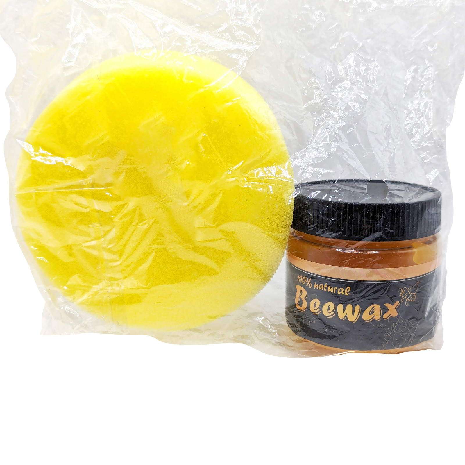 HomeChum Natural Wood Seasoning Yellow Beeswax, Furniture Polish Cleaner Conditioner with Sponge, 2.7 oz 