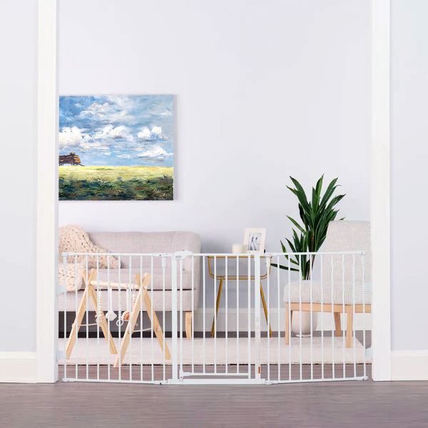 Regalo 76 Inch Super Wide Configurable Baby Gate, 3-Panel, Includes Wall Mounts and Hardware