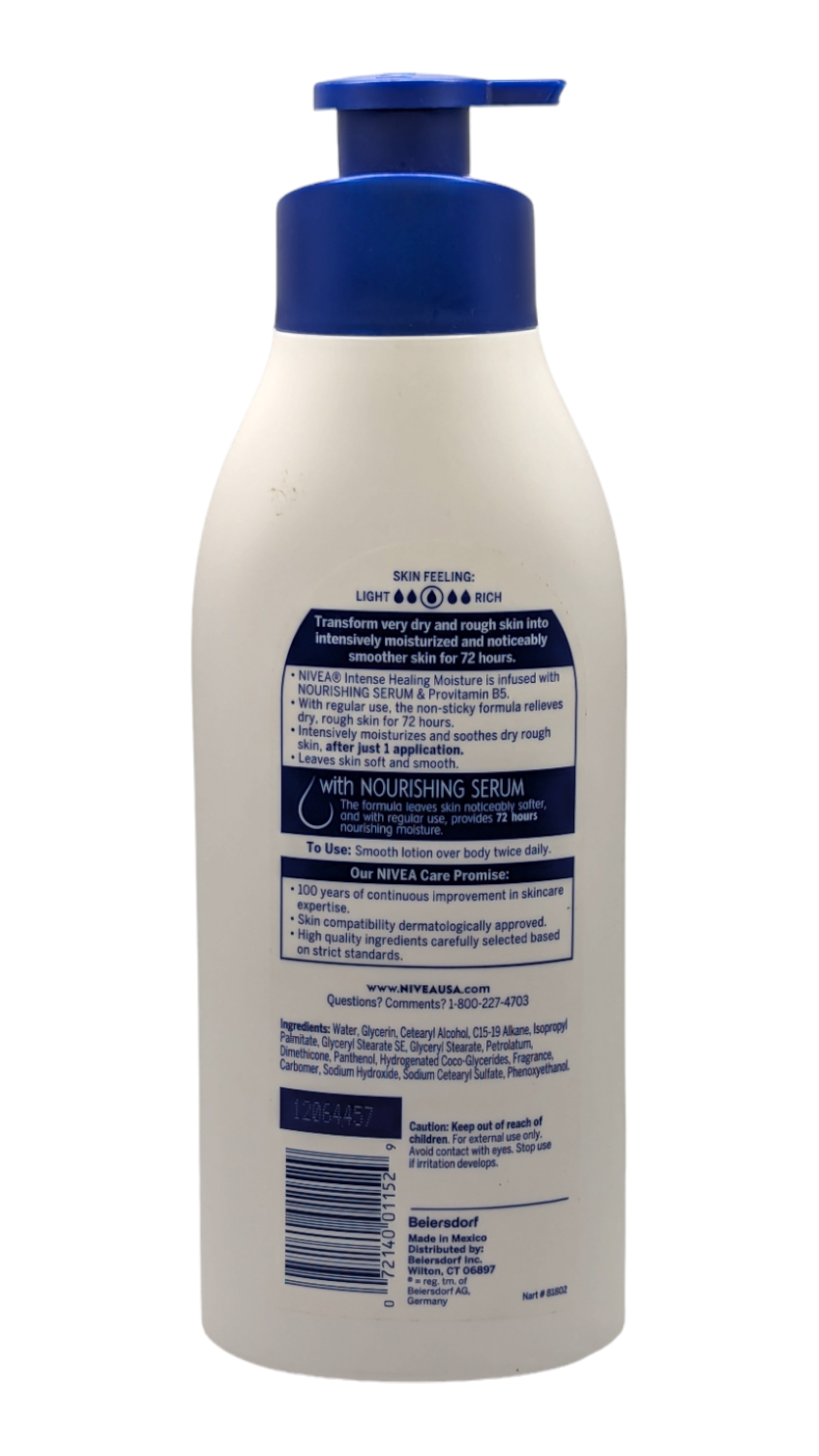 NIVEA Intense Healing Body Lotion  72 Hour Moisture for Dry to Very Dry Skin  16.9 Fl Oz Pump Bottle