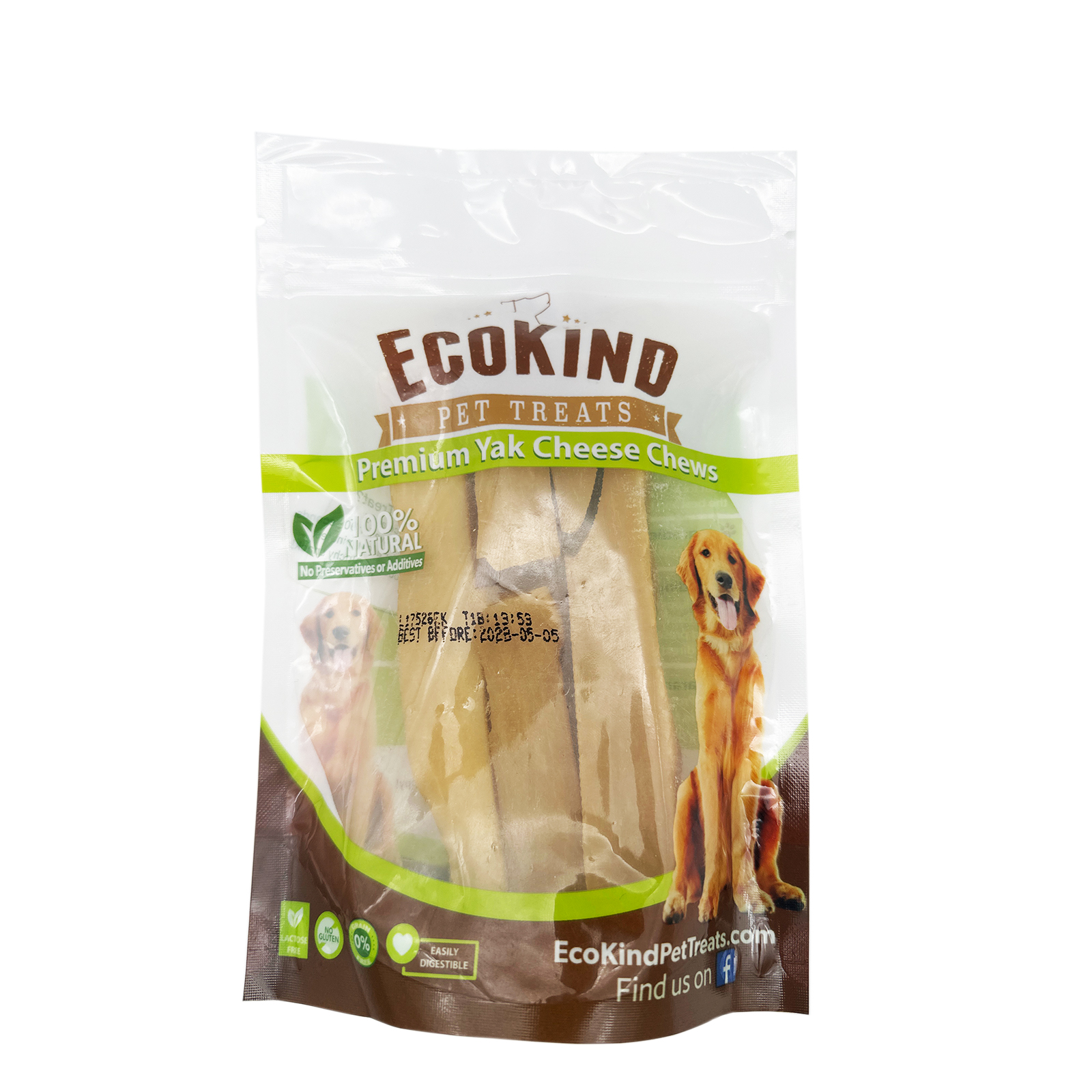 EcoKind Pet Treats - Premium Yak Cheese Chews - 3 Sticks