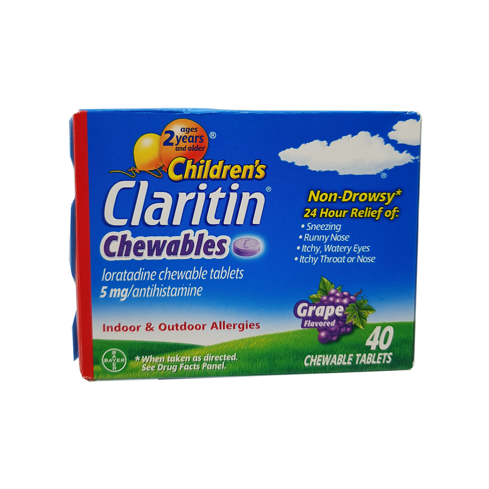 Children's Claritin 5 mg 24 Hour Non-Drowsy Grape Flavor 40 Tablets