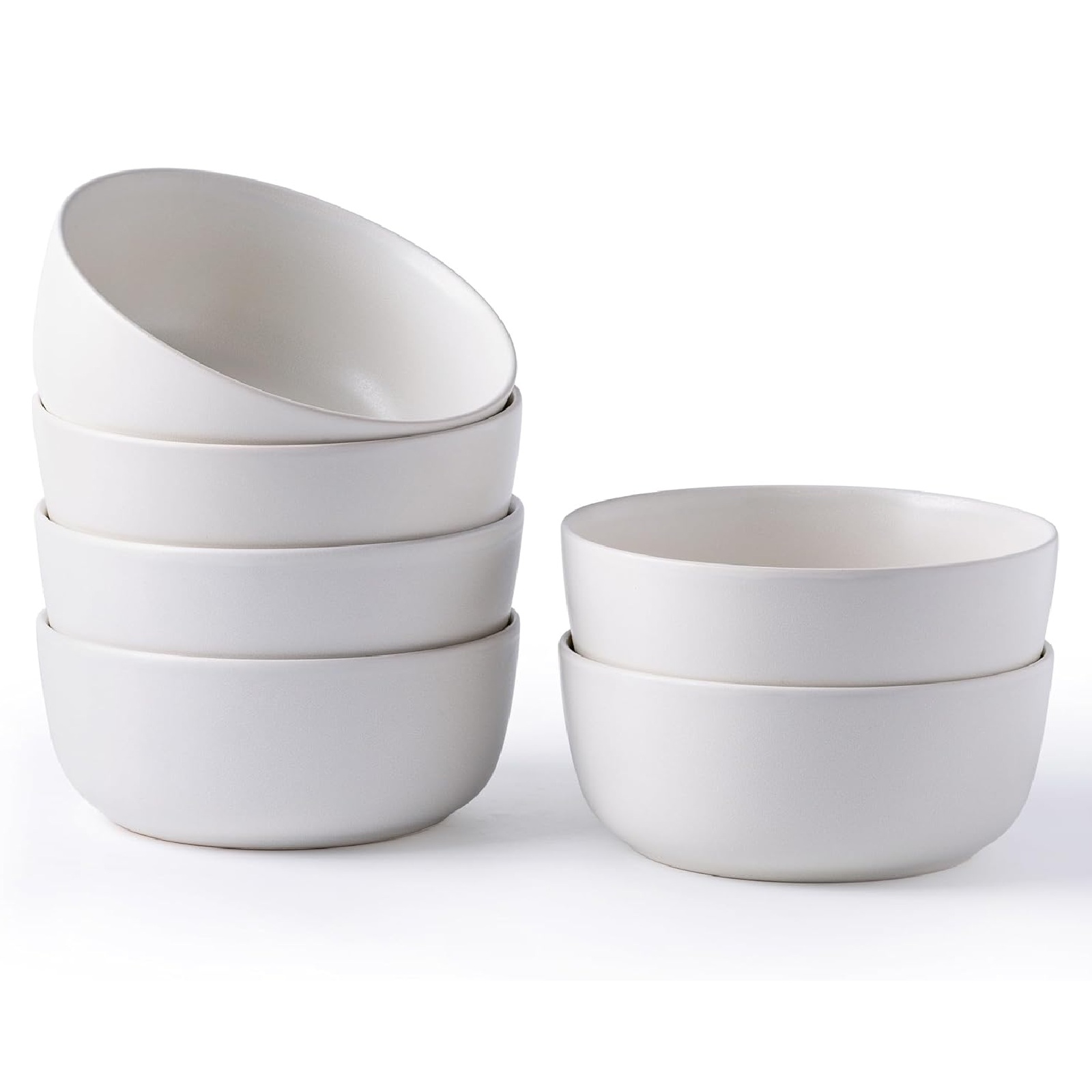 AmorArc Stoneware Cereal Bowls Set of 6, 26oz Soup Bowls Set for Cereal Soup Snacks, Modern Kitchen bowls for Meal, Dishwasher &Microwave Safe, Matte White