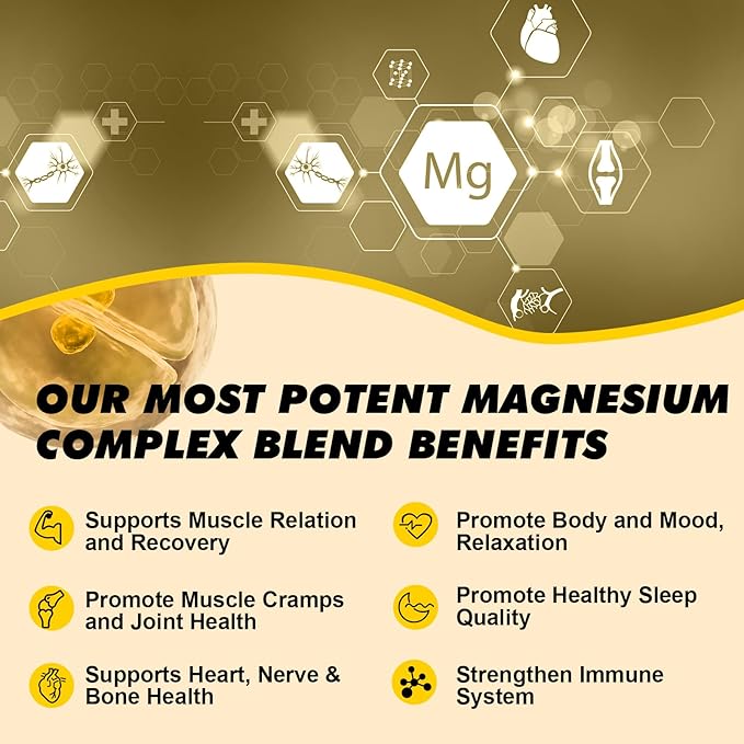Magnesium Glycinate Complex, Magnesium Liquid Drop with Magnesium Citrate, Calcium, Potassium, Vitamin D3, Zinc - Magnesium Taurate Supplement for Bone, Energy, Muscle Support