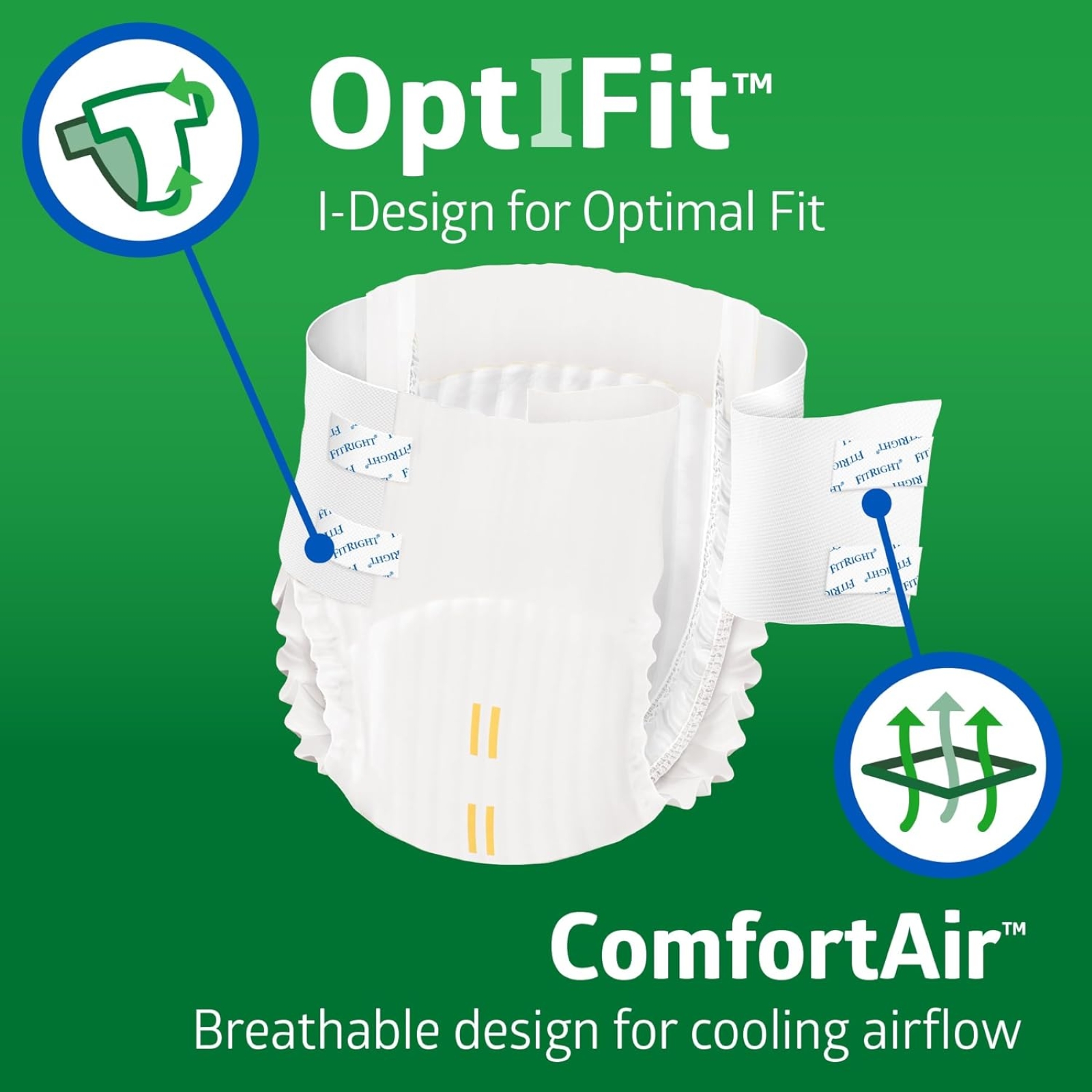 FitRight Ultra Absorbency Adult Diapers, FSA/HSA Eligible, 20 Count, Waist Size 32"-44", M, Incontinence Briefs for Men and Women, Disposable, Moisture Wicking, Leak Protection