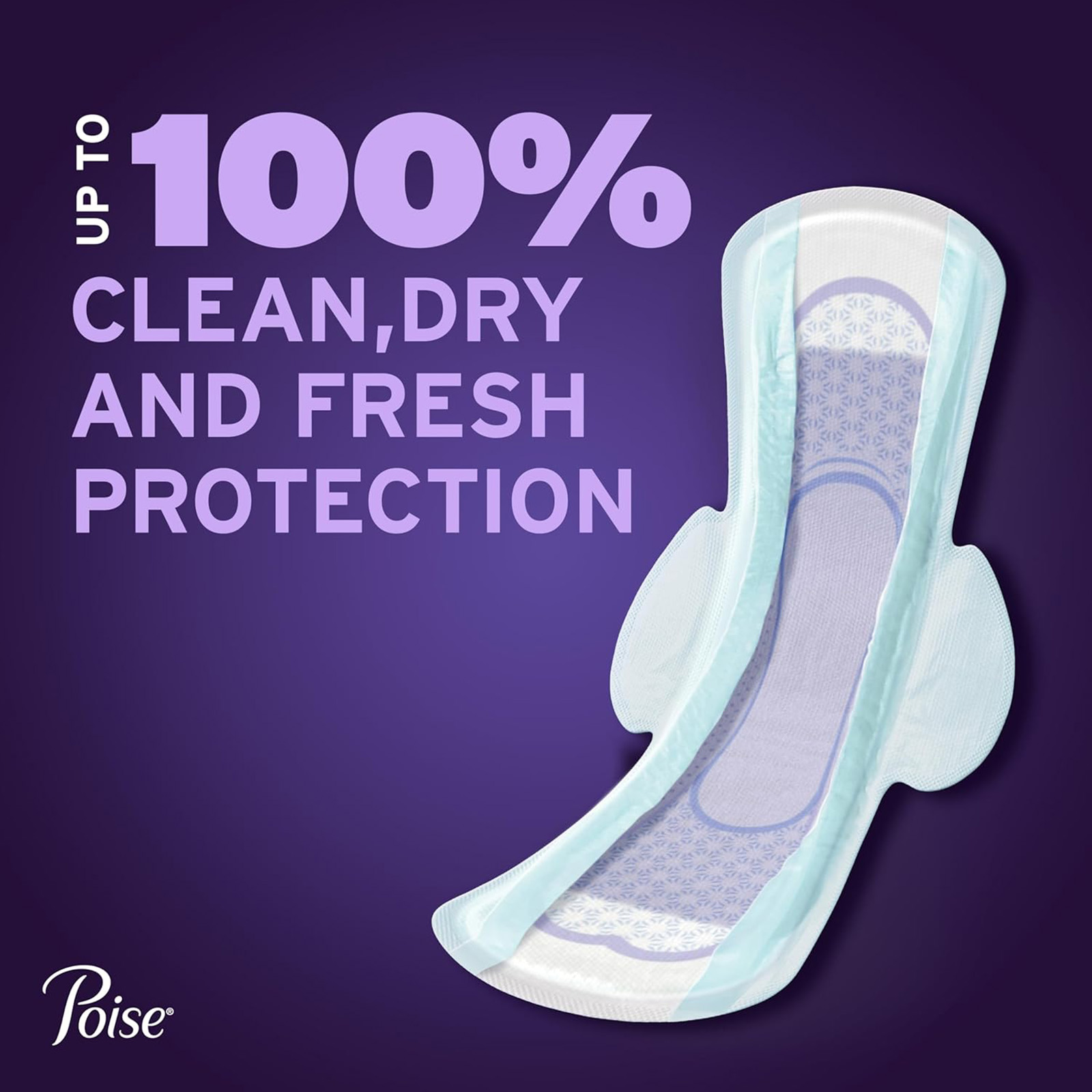 Poise Overnight Ultra Thin Pads with Wings: 8 Drop, Long, 60 Count (3×20)