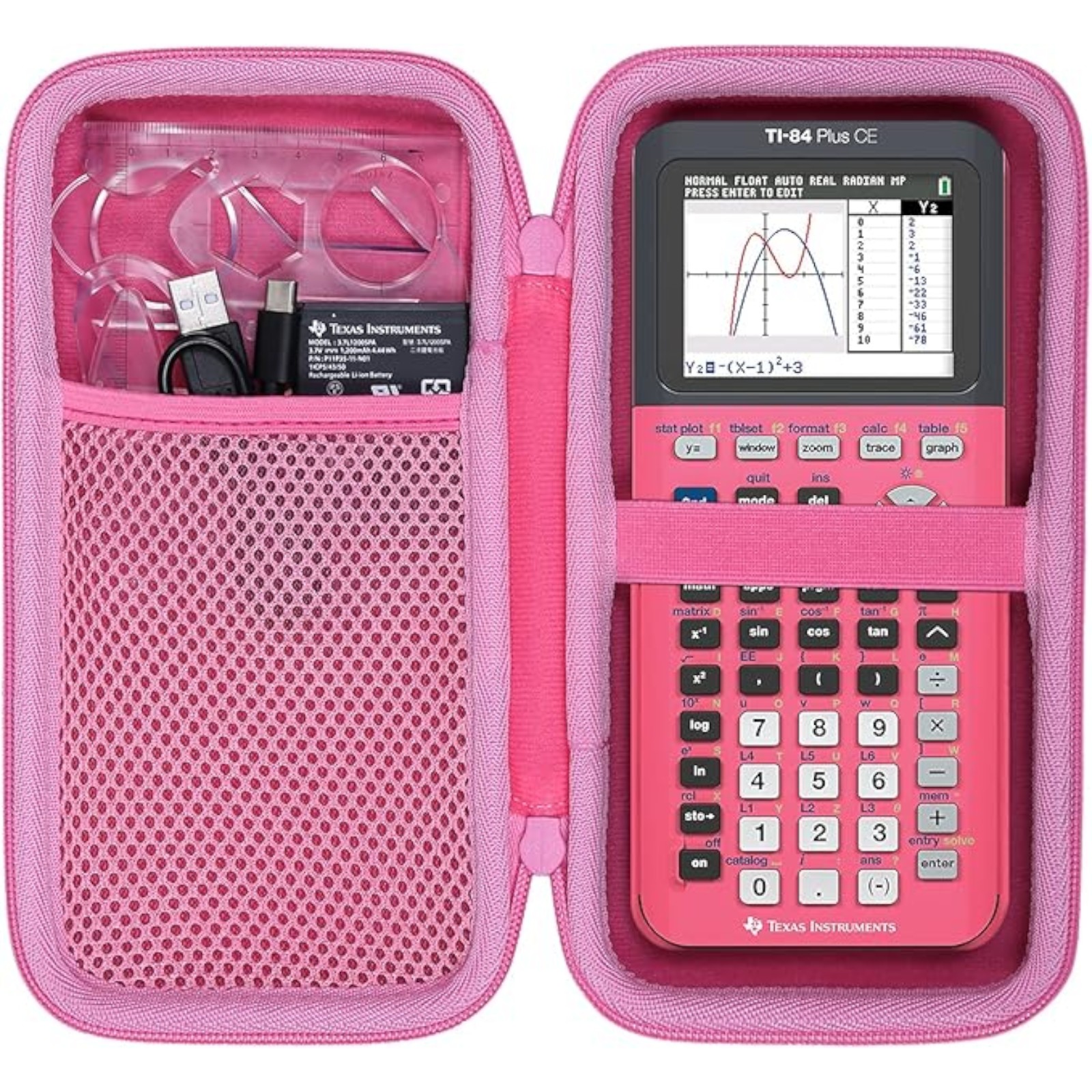 co2CREA Hard Case Compatible with Texas Instruments TI-84 Plus CE/TI-84 Plus/TI-Nspire CX II CAS/TI-Nspire CX II/TI-83 Plus/TI-89 Titanium/TI-85 / TI-86 Color Graphing Calculator, Pink