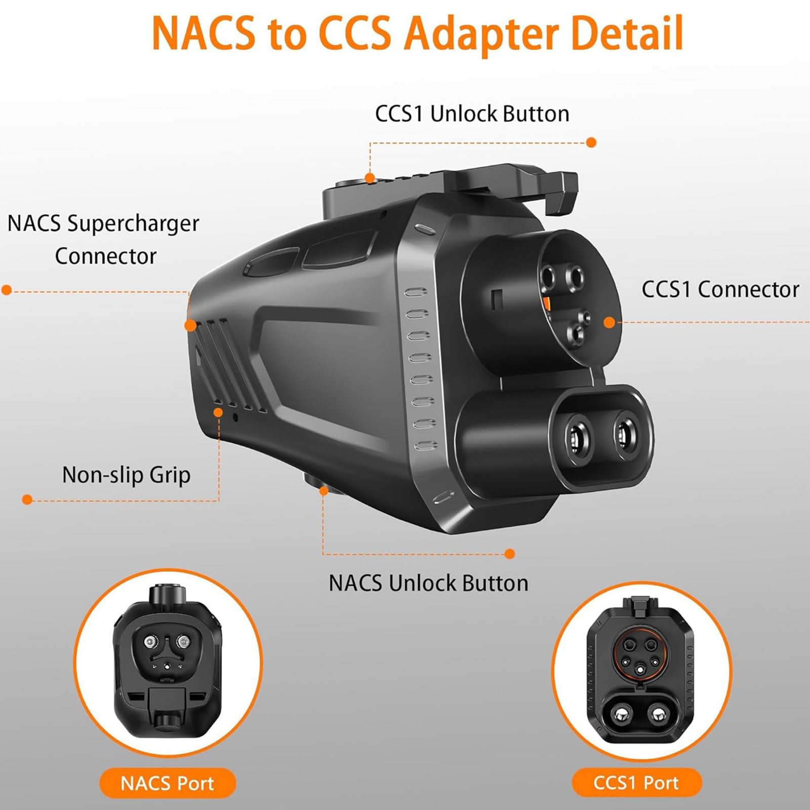 Queleay NACS to CCS1 Charging Adapter, Max 500A 1000V, Compatible with Tesla Superchargers, Electric Vehicle Adapter Fit for Ford, Rivian, GM, Volvo EVs