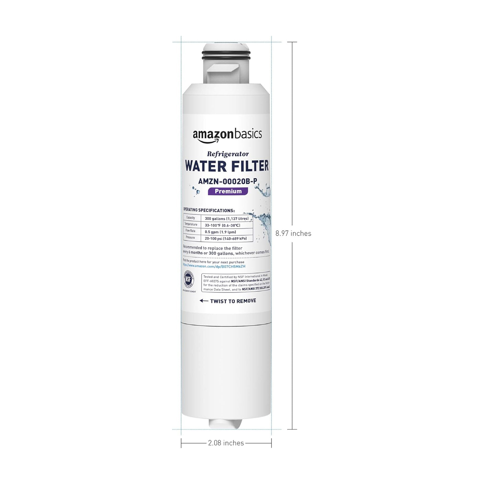 Amazon Basics Replacement Samsung DA29-00020B Refrigerator Water Filter Cartridge - Premium - 3 Pack