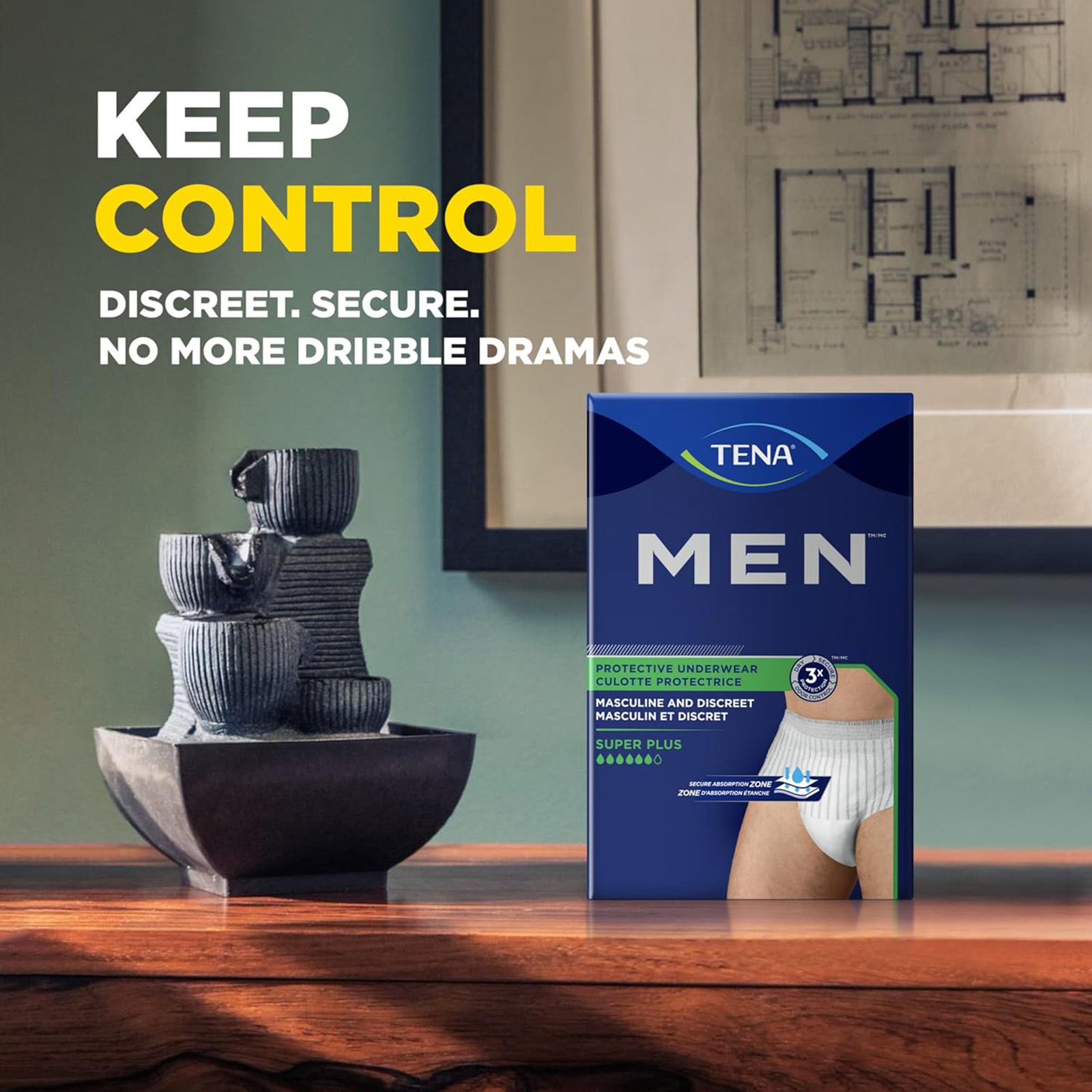 Tena Incontinence Underwear for Men, Protective, Small/Medium, 16 Count