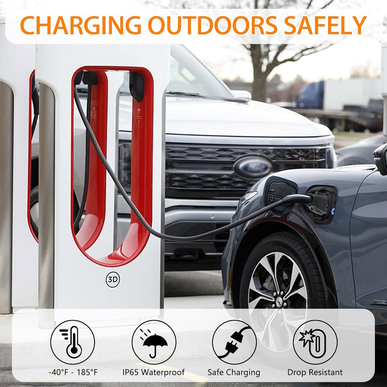 Queleay NACS to CCS1 Charging Adapter, Max 500A 1000V, Compatible with Tesla Superchargers, Electric Vehicle Adapter Fit for Ford, Rivian, GM, Volvo EVs