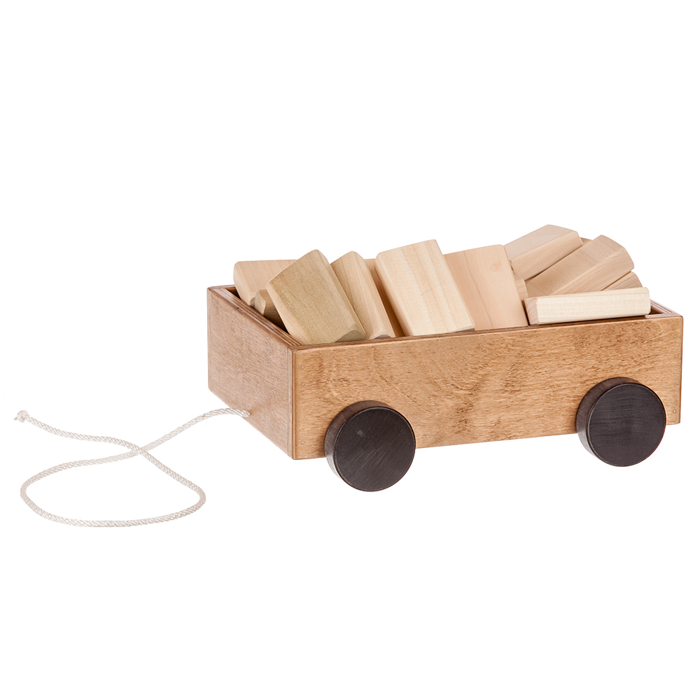 American Made Wooden Wagon w/ assorted 30 pc block set - Several Color Options