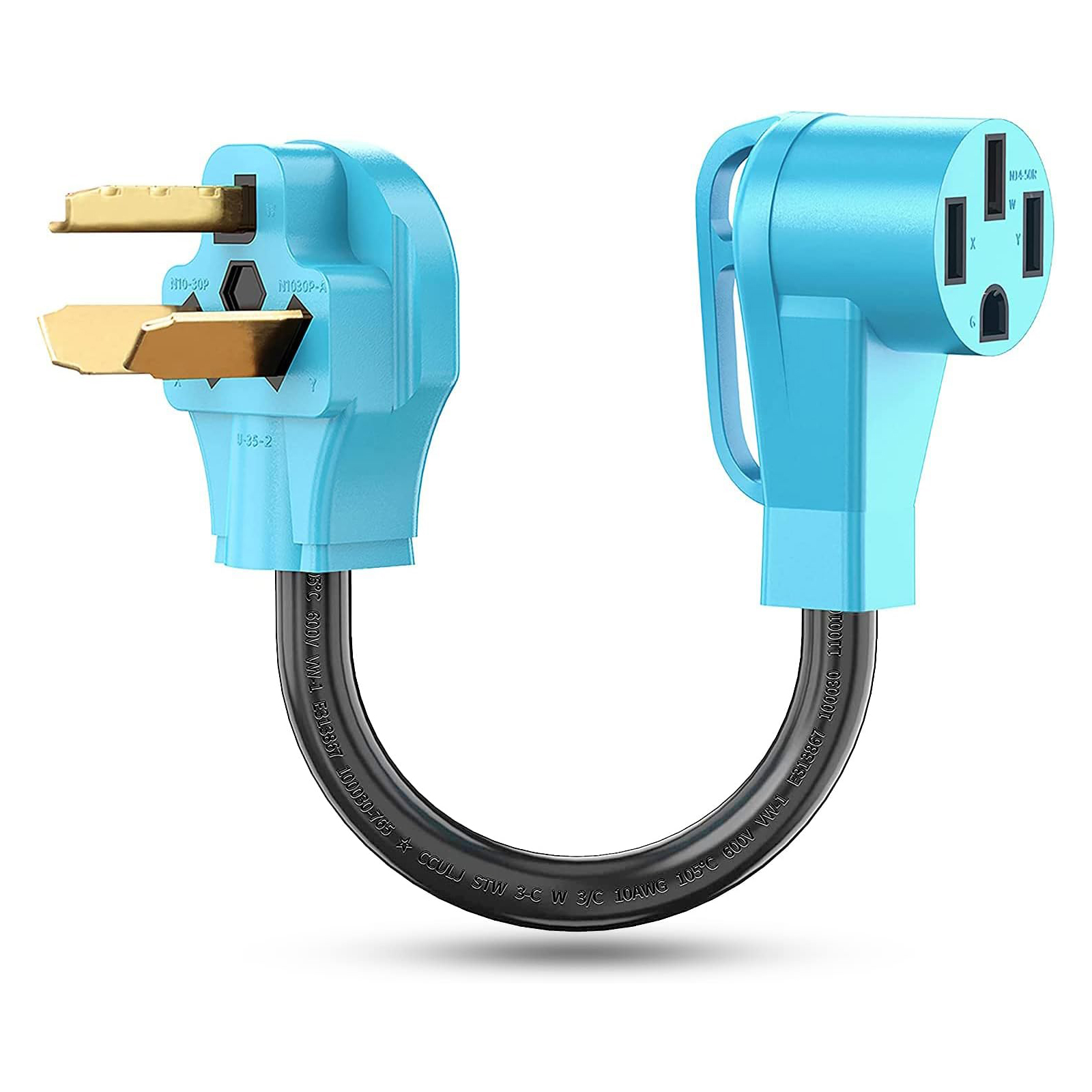 CircleCord NEMA 10-30P to 14-50R EV Charger Adapter Cord Compatible with Tesla Model 3/S/X/Y, 30 Amp Dryer to 50 Amp EV for Level 2 Charging, ETL Listed