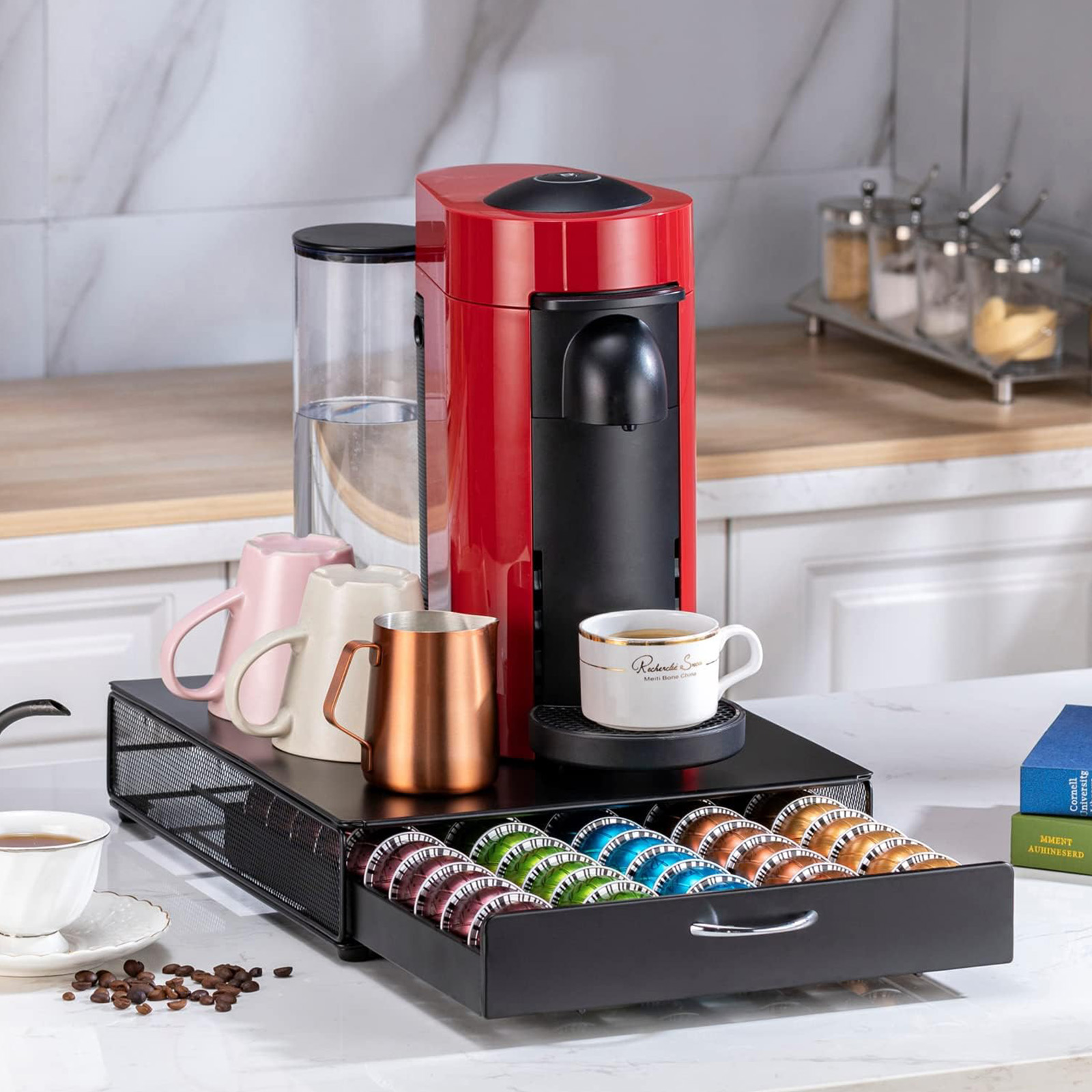 Flagship for Nespresso Pod Storage Vertuo Pod Holder Black Metal (50 Pods)
