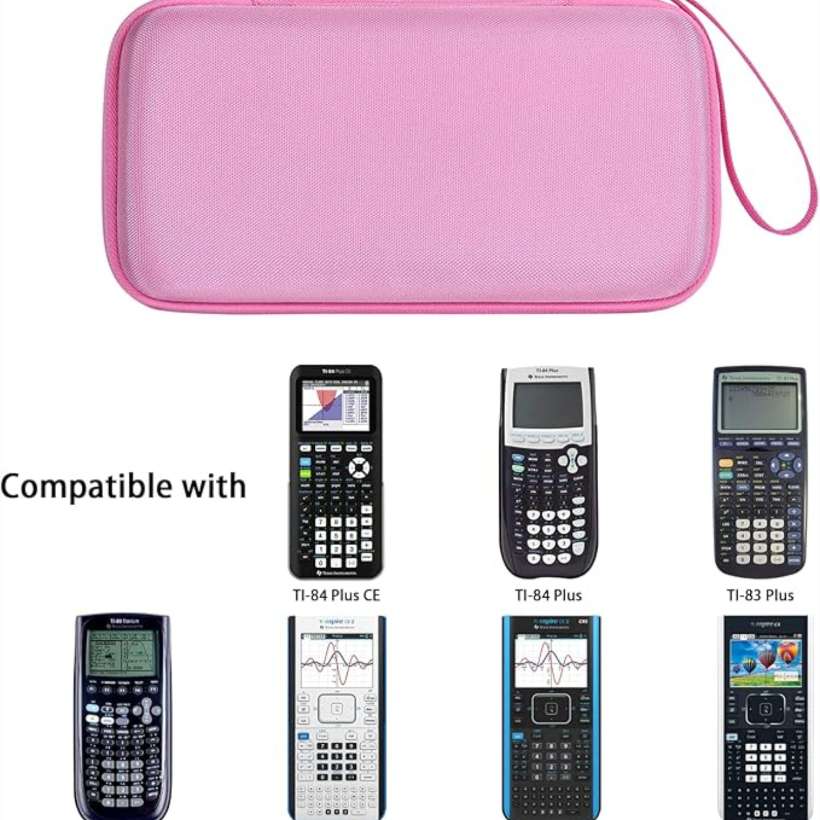 co2CREA Hard Case Compatible with Texas Instruments TI-84 Plus CE/TI-84 Plus/TI-Nspire CX II CAS/TI-Nspire CX II/TI-83 Plus/TI-89 Titanium/TI-85 / TI-86 Color Graphing Calculator, Pink
