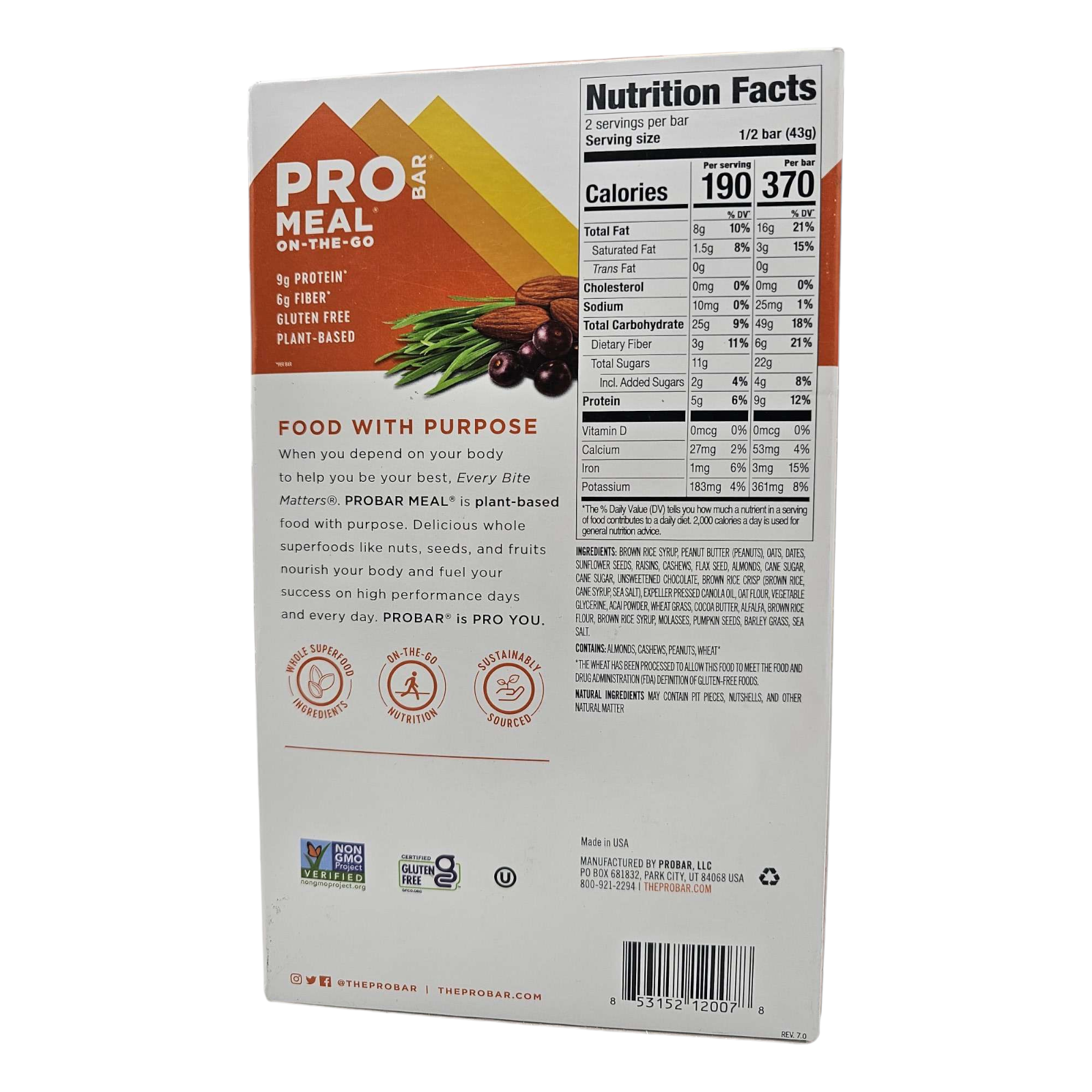 PROBAR Meal On the Go Bars - Superfood Slam - 12 Bars