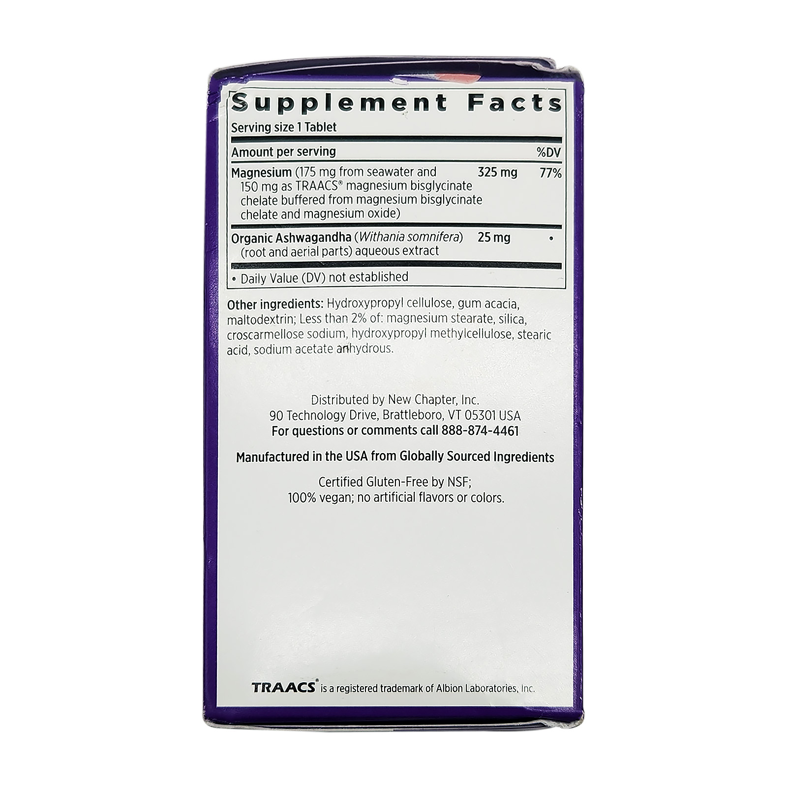 New Chapter Magnesium + Ashwagandha Muscle, Heart, & Bone 60 Tablets 