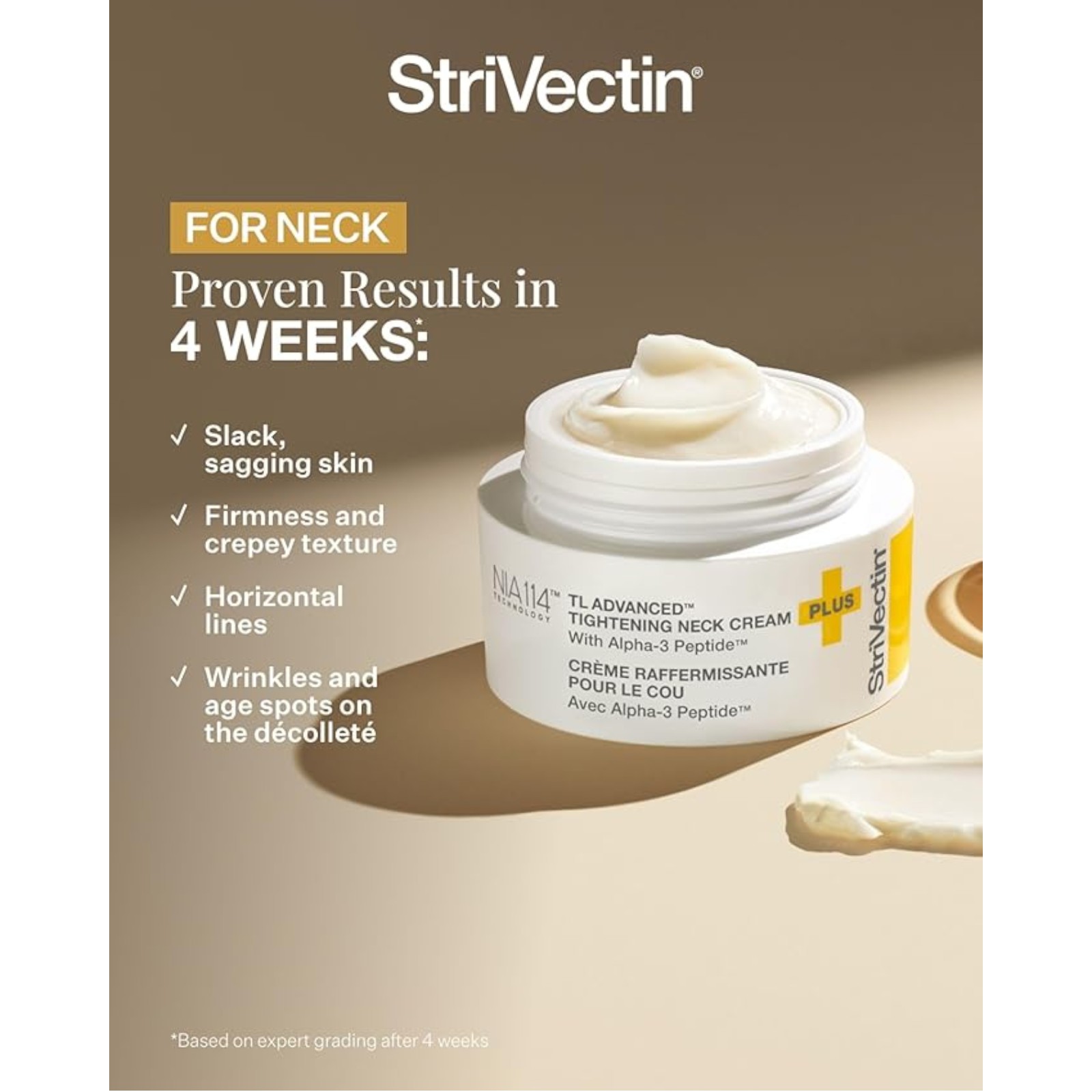 StriVectin TL Advanced Tightening Neck Cream PLUS - 3.4 oz - Tighten and Lift Neck Cream, Visibly Reduces Sagging and Crepey Skin, Improves Décolleté Lines and Wrinkles for Smooth, Youthful Skin