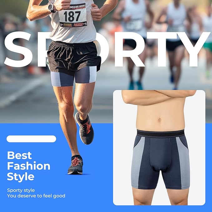 Carer Incontinence Underwear for Men Washable Mens Incontinence Underwear for Bladder Leak Protection 80ML Reusable Leak Proof Underwear for Men Urinary Incontinence Boxer Shorts (2 Black/2 Blue, L)