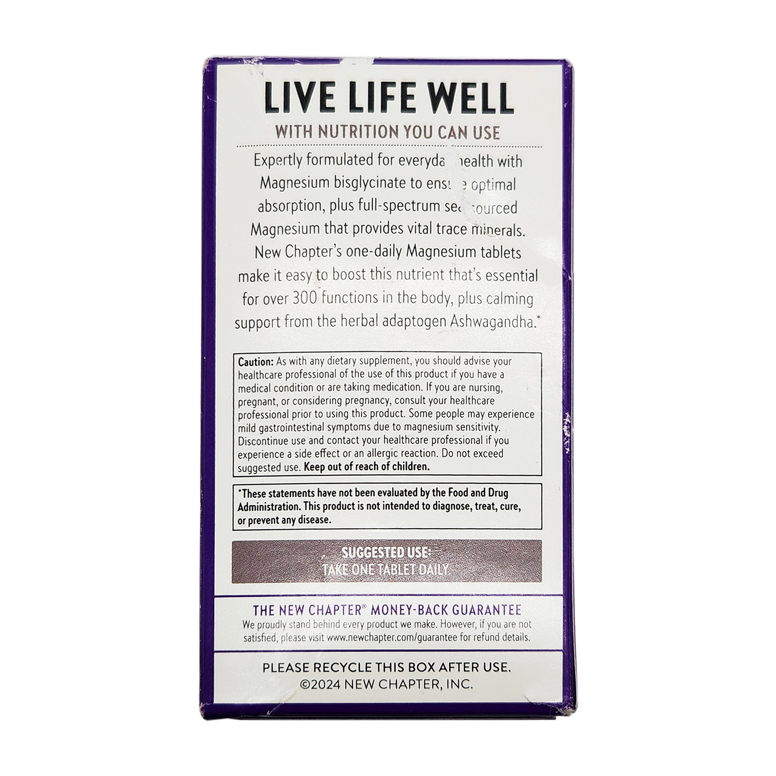 New Chapter Magnesium + Ashwagandha Muscle, Heart, & Bone 60 Tablets 