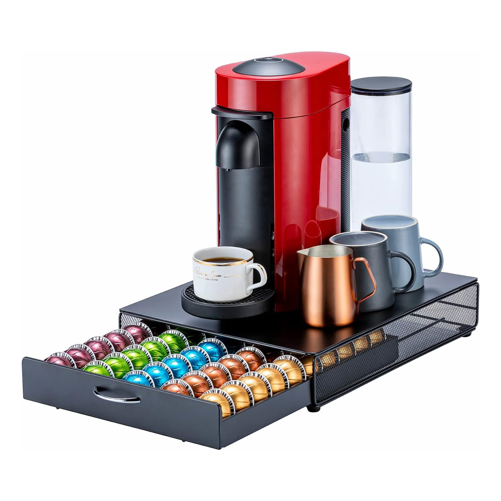 Flagship for Nespresso Pod Storage Vertuo Pod Holder Black Metal (50 Pods)