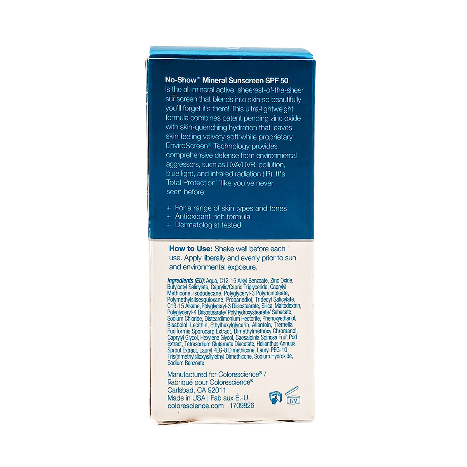 Colorescience Total Protection No Show Mineral Sunscreen SPF 50 1.7oz