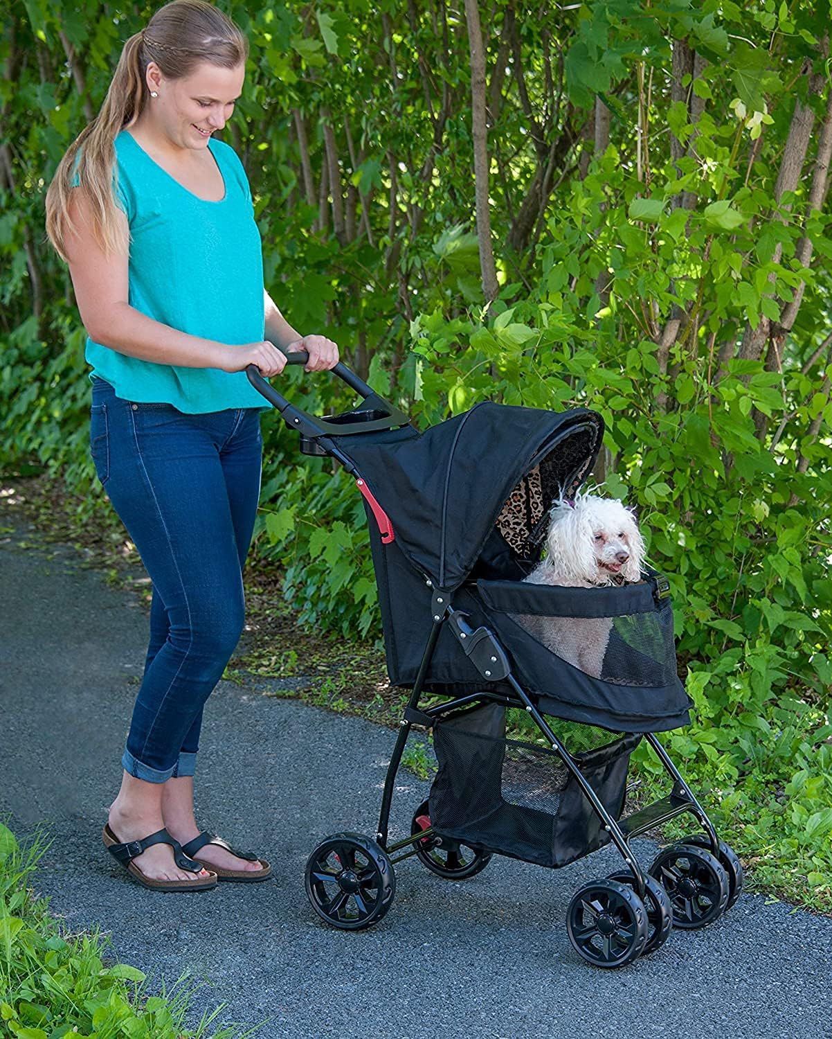 Pet Gear No-Zip Happy Trails Lite - Pet Stroller for Cats and Dogs - Animal Print