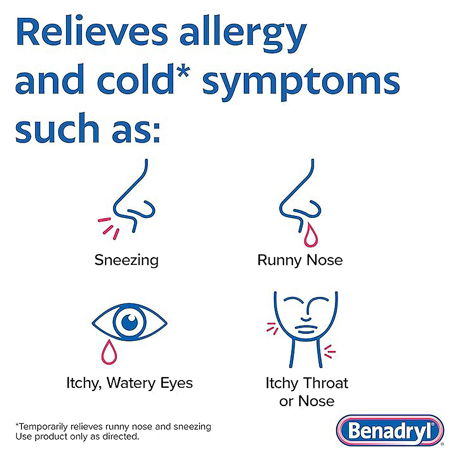 Benadryl Ultratabs Allergy Relief Medicine, 25 mg Diphenhydramine HCl Antihistamine Tablets For Relief of Cold & Allergy Symptoms Like Sneezing, Runny Nose, & Itchy Eyes & Throat, 100 ct