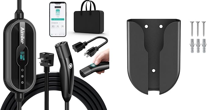 AIMILER Level 2 EV Charger 16A for Nacs Connector/Tesla Cars, ETL Certified + 1 Extra Fix Cover/Protector Cover(Black)