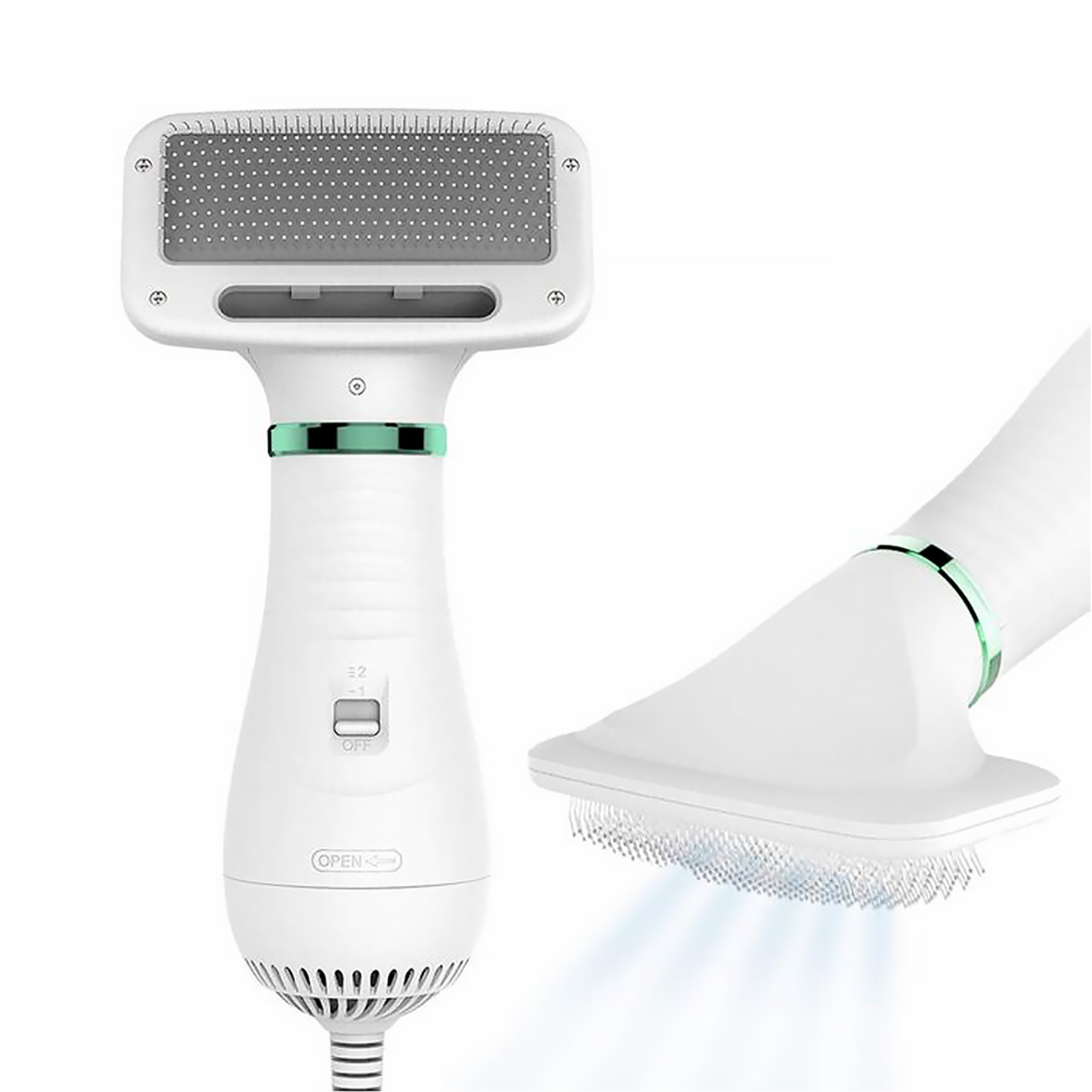 2-in-1 Dog Hair Dryer with Slicker Brush for Small-Sized Dogs and Cats | Pet Hair Dryer | Dog Blow Dryer | 300 Watts, 75-85 dB, Adjustable Temperature, Overheat Protection