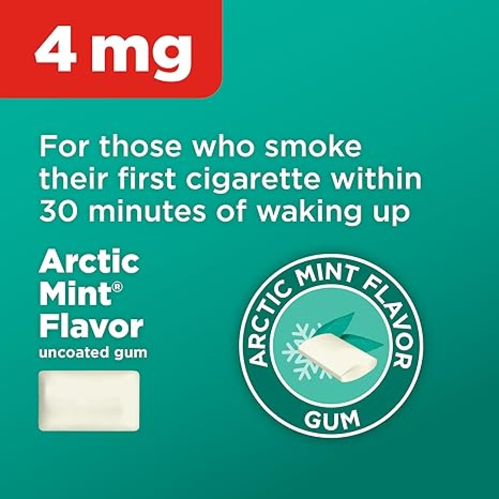 Amazon Basic Care Uncoated Nicotine Polacrilex Gum 4 mg, Mint Flavor, Stop Smoking Aid, 220 Count