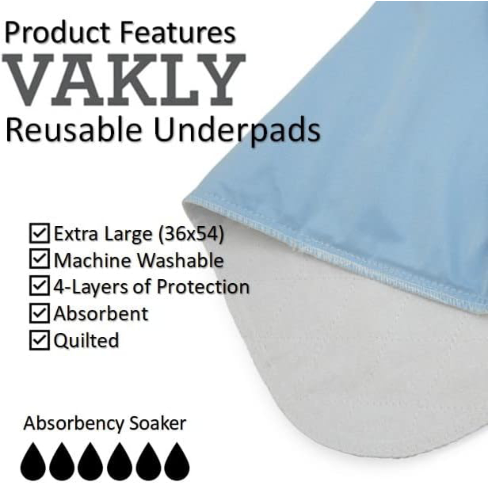XL Washable Reusable Underpads 36"x54" Waterproof Absorbent Incontinence Bed Pad [3 Pack] Large Underpad with Heavy 4-Layer Protection for Beds Sofa and Mattress - Pads for Adults Seniors Kids & Pets