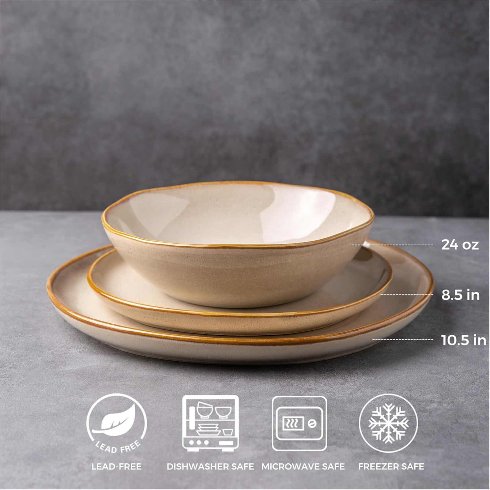 AmorArc Ceramic Dinnerware Sets,Handmade Reactive Glaze Plates and Bowls Set,Highly Chip and Crack Resistant | Dishwasher & Microwave Safe Dishes Set,Service for 4 (12pc)