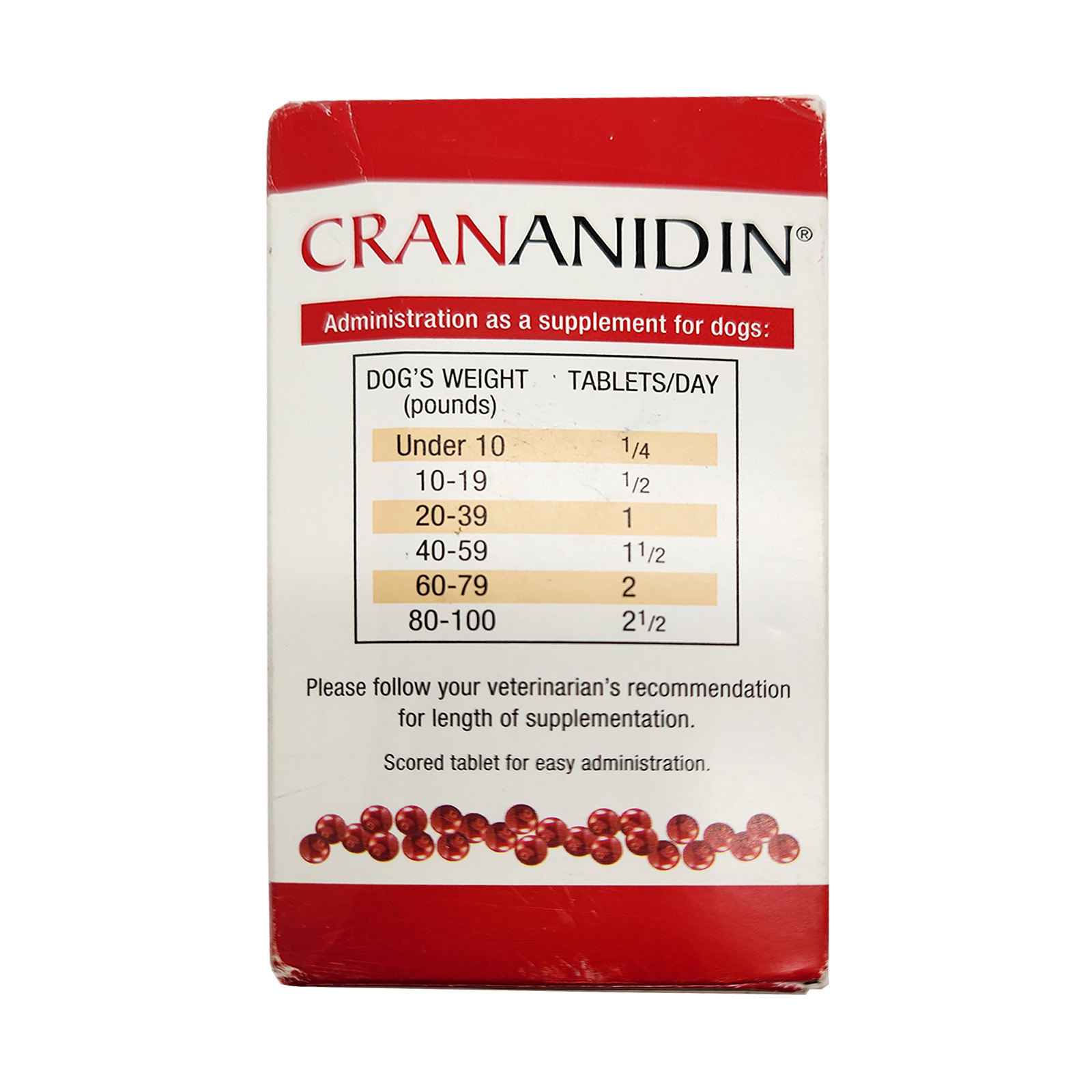 Nutramax Crananidin Cranberry Extract Urinary Tract Health Supplement for Dogs - 75 Chewable Tablets