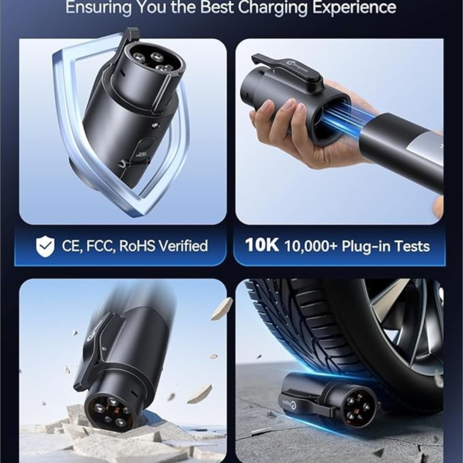 Ecogenix Tesla to J1772 Charging Adapter (Max 80A, 240V) NACS to J1772, Compatible with Tesla (J1772 EVs Only) Black