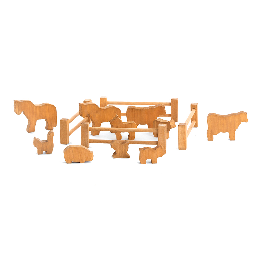 American Made Wooden Toy Farm Animals - 14 pieces collection