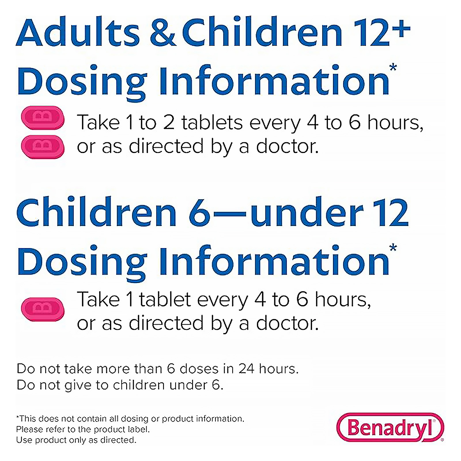 Benadryl Ultratabs Allergy Relief Medicine, 25 mg Diphenhydramine HCl Antihistamine Tablets For Relief of Cold & Allergy Symptoms Like Sneezing, Runny Nose, & Itchy Eyes & Throat, 100 ct