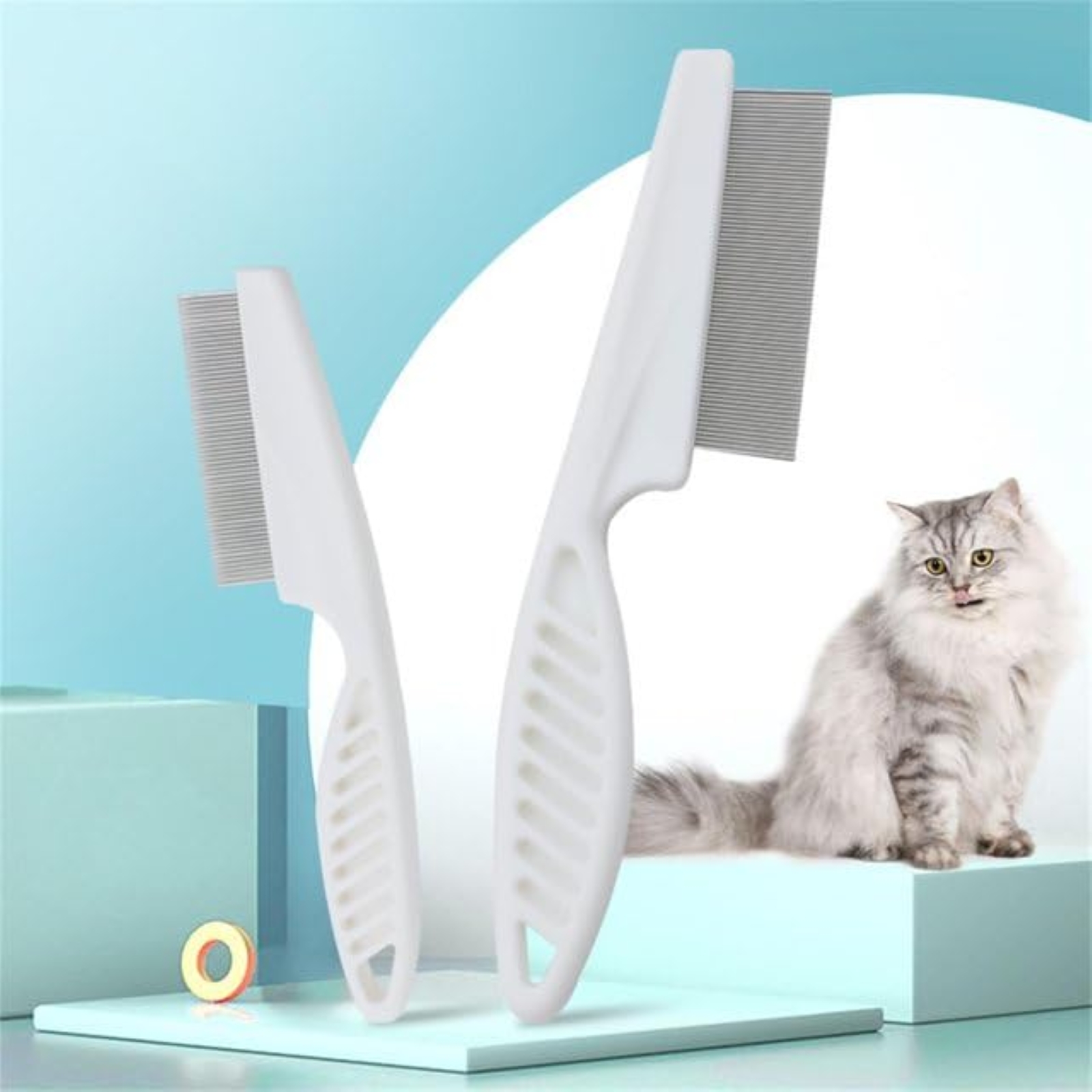 White Flea Comb for Dogs and Cats,Pet Flea Comb,Multifunctional Pet Hair Comb Flea and Tear Stain Removal, Pack of 5