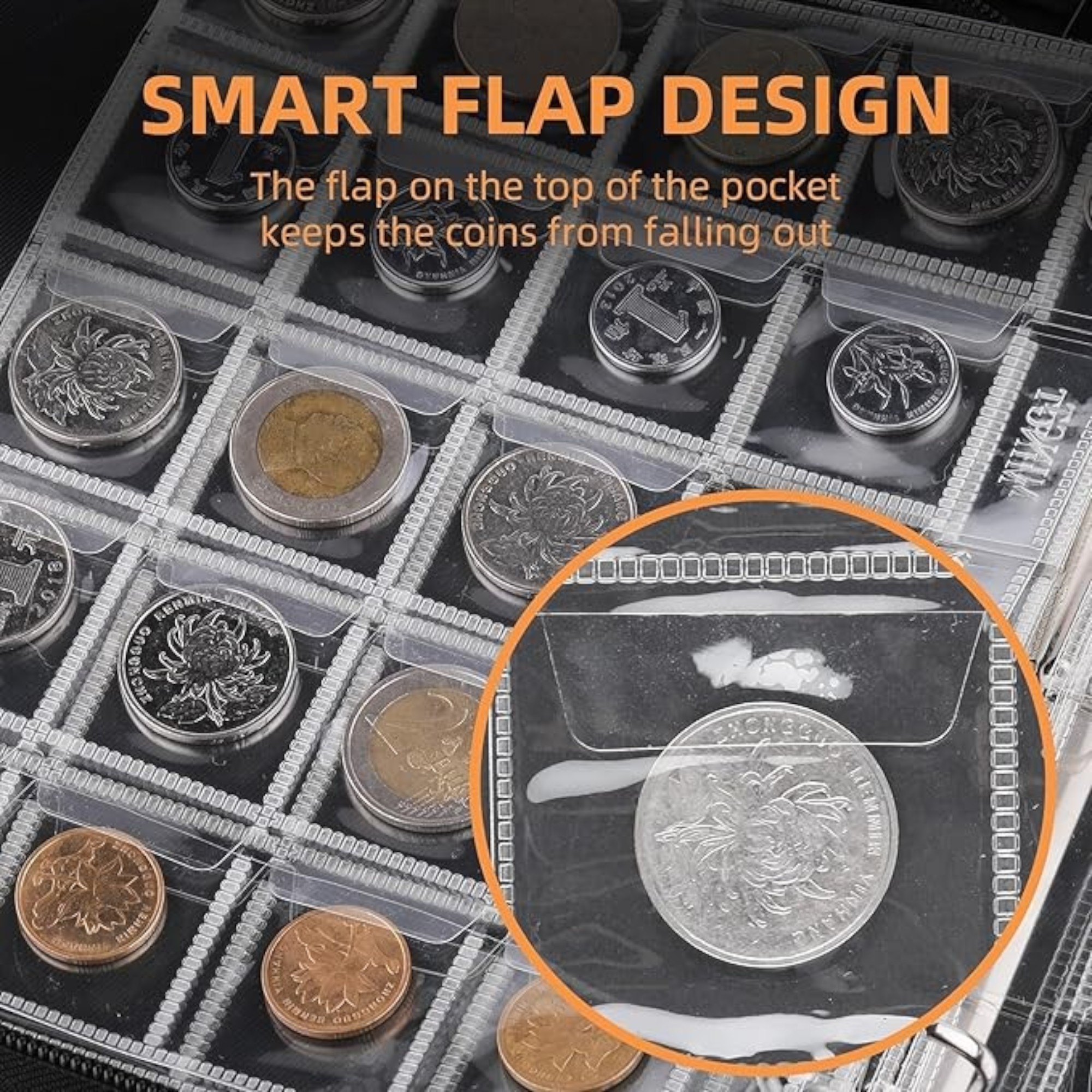 Coin Collection Album Holder for Collectors, 400 Pockets Fireproof Coin Collection Book & 36 Paper Money Organizer Binder for Coin Currency Collection Supplies Blue