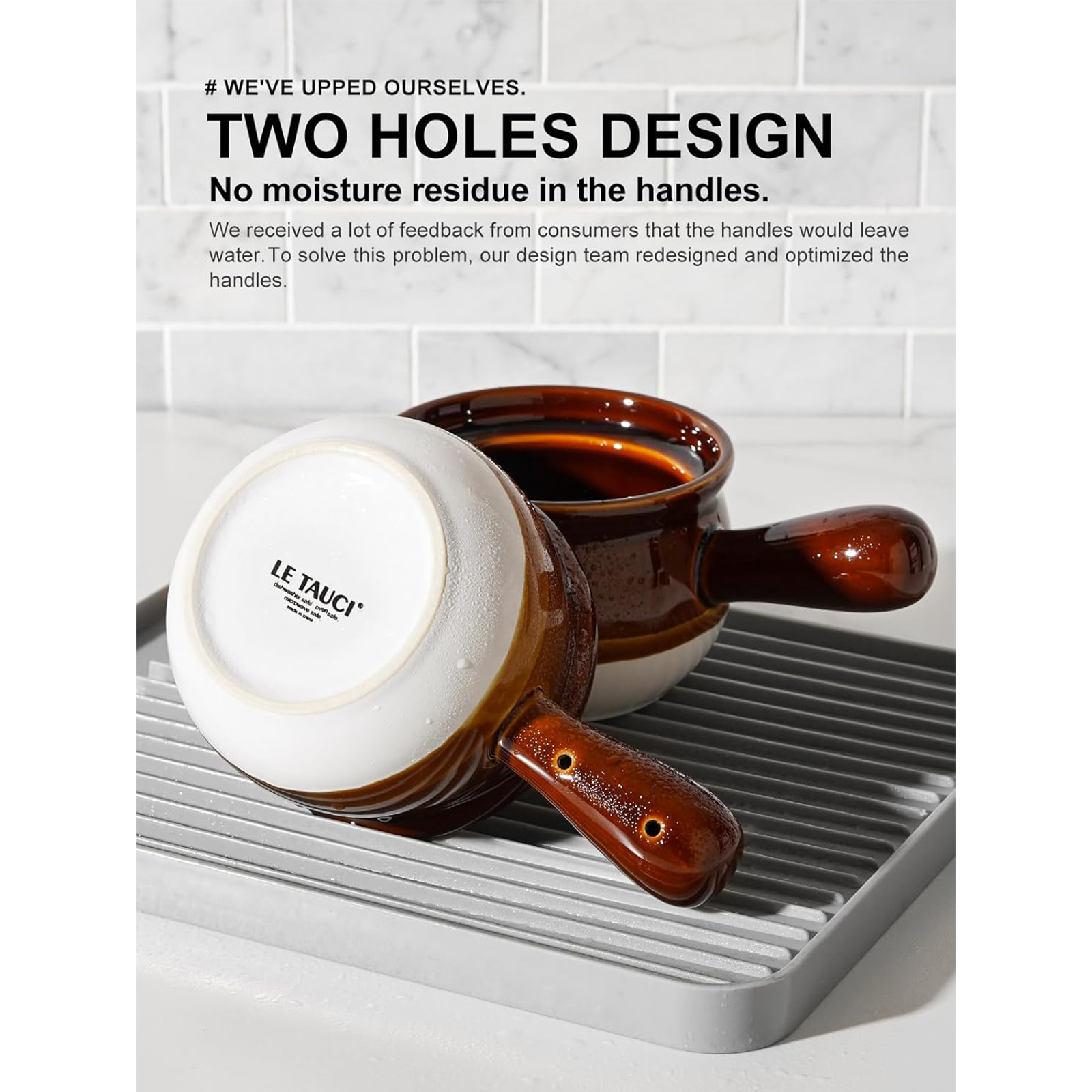 LE TAUCI French Onion Soup Bowls, 16 Ounces Ceramic Soup Bowls with Handles for Soup, Cereal, Chilli, Beef Stew, Soup Crocks Oven Safe and Stackable, Set of 4