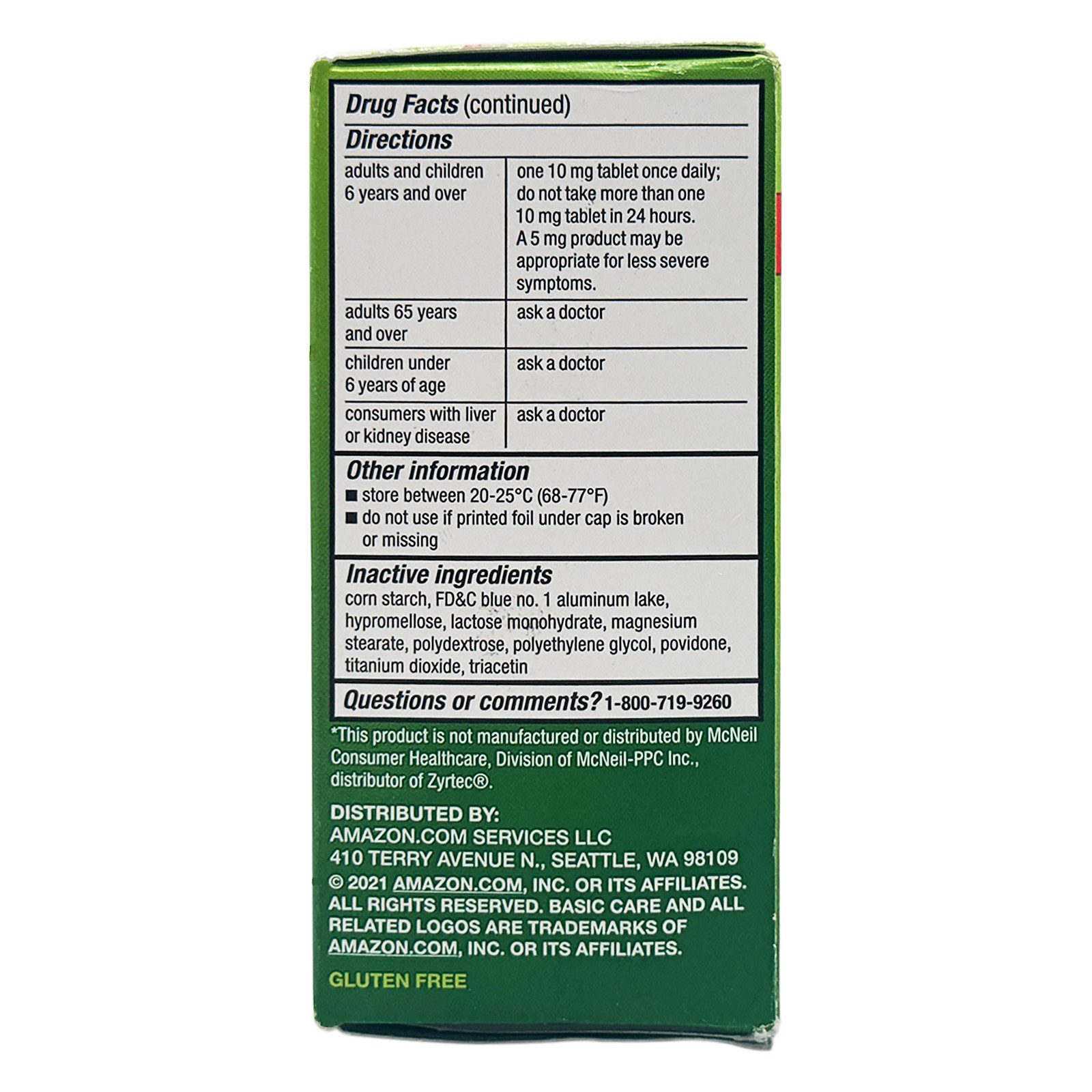 Amazon All Day Allergy Antihistamine 24hr 365 Tablets Compare to ZYRTEC