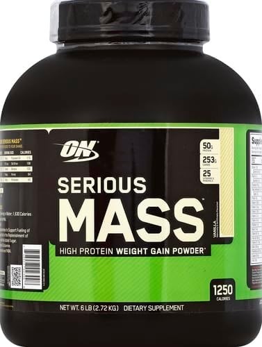 Optimum Nutrition Serious Mass, Weight Gainer Protein Powder with Creatine, Vanilla, 6.lb