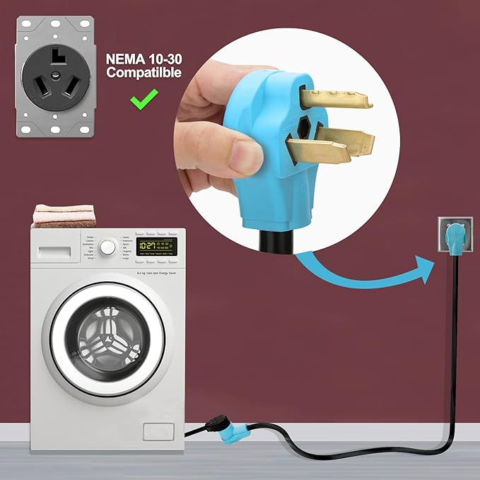 CircleCord UL Listed 3 Prong 25 Feet Dryer/EV Extension Cord, 30 Amp NEMA 10-30P/R, Suit for Level 2 EV Charging Such as Tesla Model 3/X/Y/S and 3 Prong Dryer, 125V/250V STW 10 Gauge