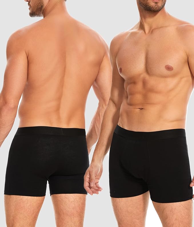 YESWEL Men's Incontinence Underwear, Leak Proof Washable Reusable Cotton Boxer Brief, Heavy Flow Bladder Leak 3 Pack (Black, Large)