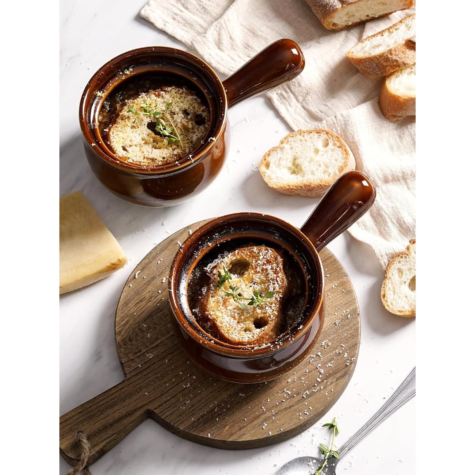 LE TAUCI French Onion Soup Bowls, 16 Ounces Ceramic Soup Bowls with Handles for Soup, Cereal, Chilli, Beef Stew, Soup Crocks Oven Safe and Stackable, Set of 4