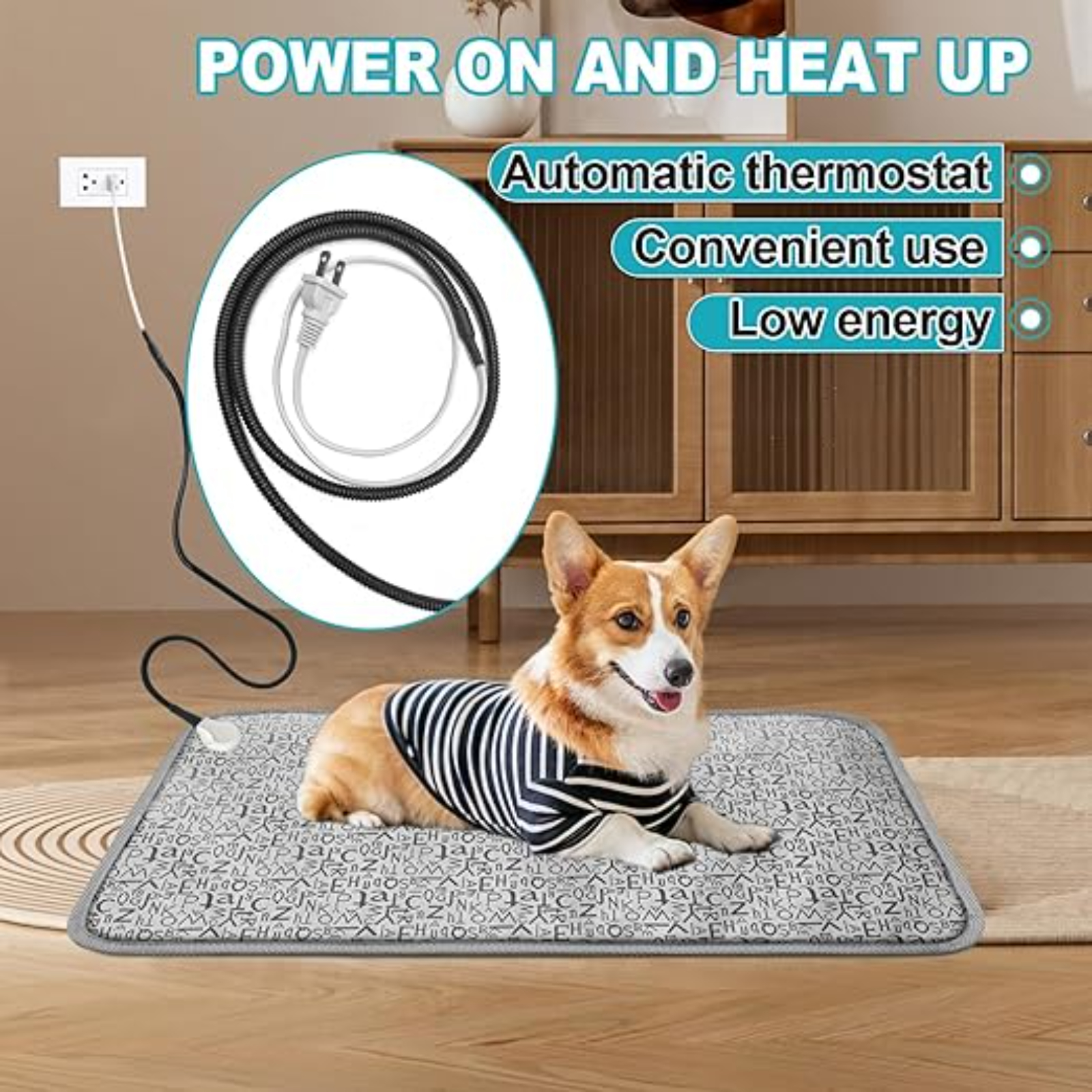 RC SLL Dog Heating Pad, Pet Heated Mats Puppy Heating Pad for Winter, Whelping Box,Waterproof Heated Pet Bed Mat for Dogs with Chew Resistant Steel Cord(Letter, 28 * 18in)