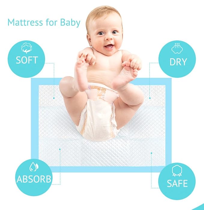 Buyockss Baby Disposable Underpad 100 Count Incontinence Changing Pad Baby Diapers Newborn Pads Soft Breathable Waterproof Leak Proof Quick Absorb 13X18 Inch