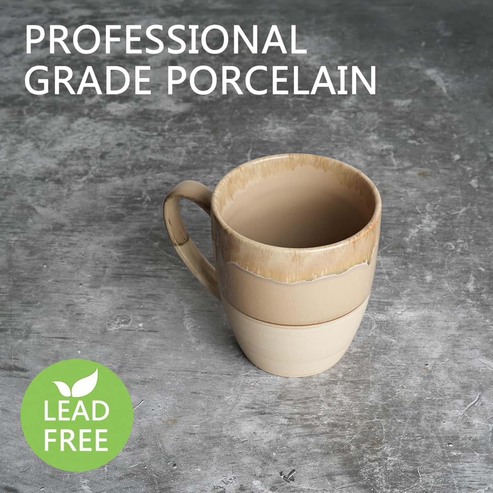Bosmarlin Ceramic Coffee Mug Set of 4, 16 Oz, Tea Cups, Dishwasher and Microwave Safe, Reactive Glaze (Brown Gray)