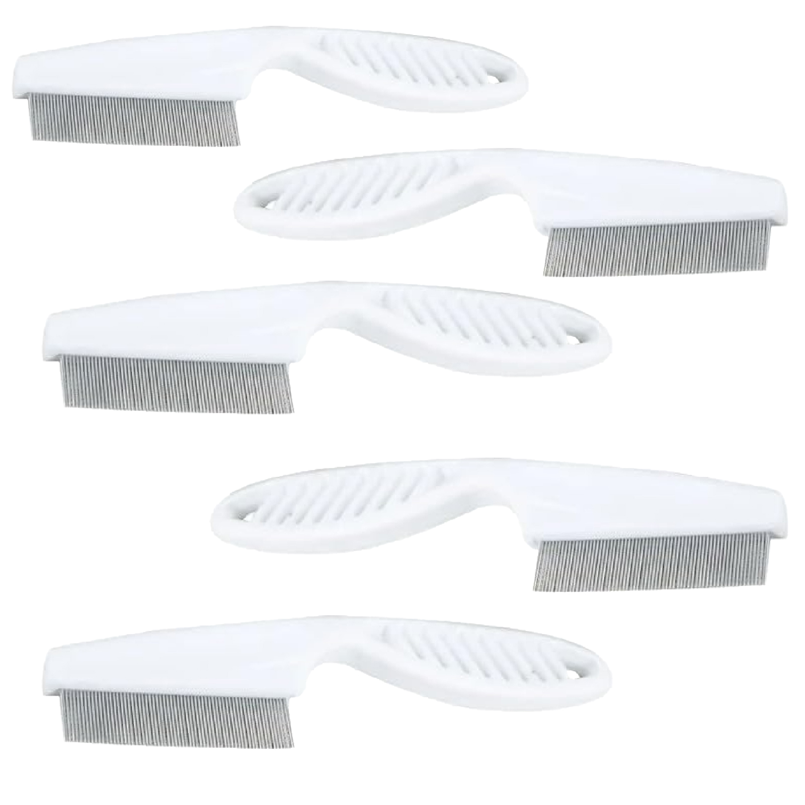 White Flea Comb for Dogs and Cats,Pet Flea Comb,Multifunctional Pet Hair Comb Flea and Tear Stain Removal, Pack of 5